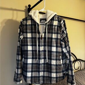 LL Bean Plaid Sherpa-Lined Hoodie size S